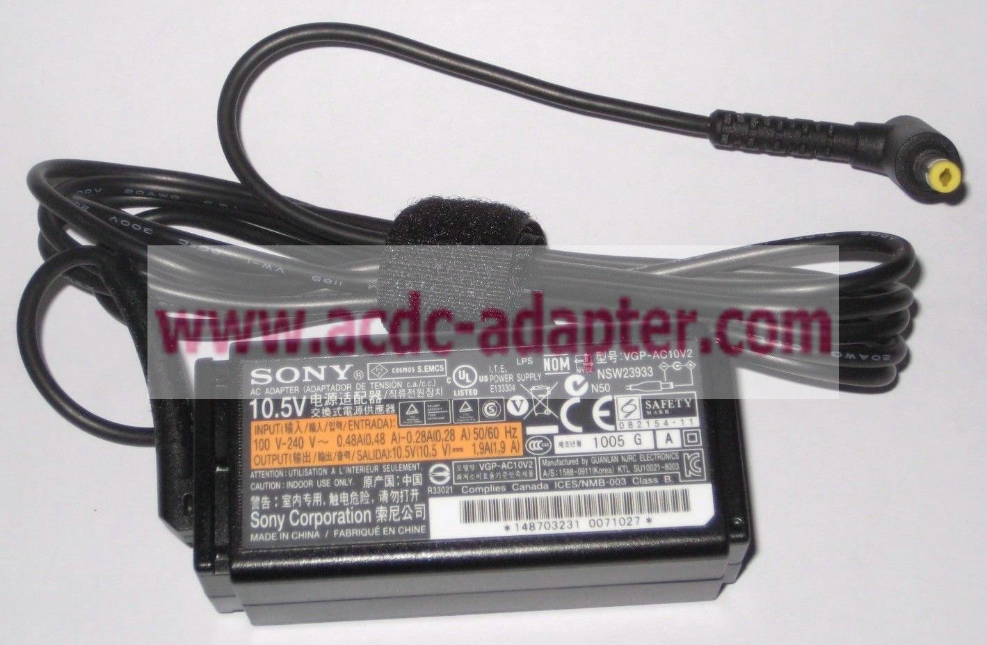 New Sony VGP-AC10V2 10.5v 1.9A Laptop Power DC Adapter New Sony VGP-AC10V2 10.5v 1.9A Laptop Power DC Adapter